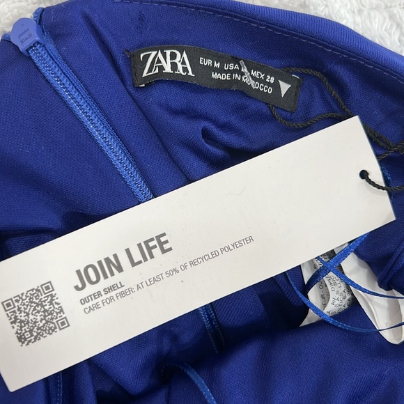 Zara bodysuit top blue halter floral detail back zipper size medium - Picture 5 of 5